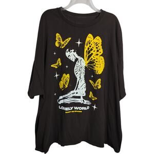 M1051) Lonely World Saint  or Sinner Poison Brown Short Sleeve Goth Tee 4XL